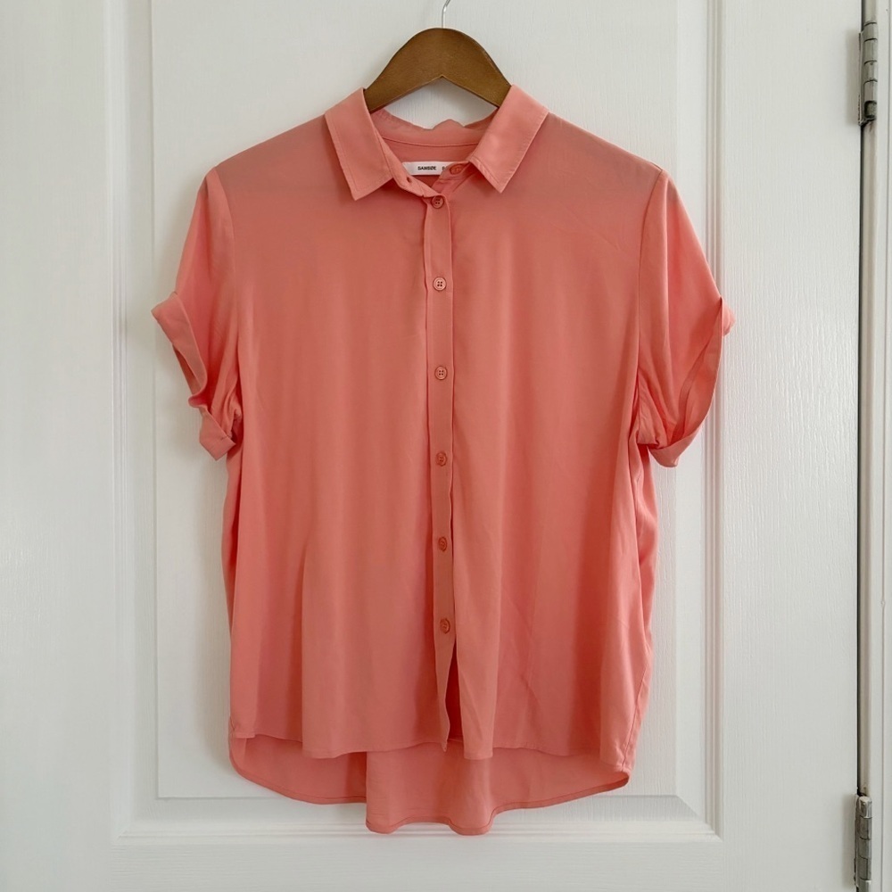 Samsoe Samsoe Coral Haze Majan Button Front Shirt Medium Quiet Luxury